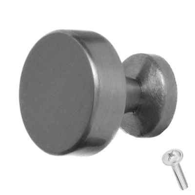 Image of Decoranddecor Carna Modern Round Solid Zinc Luxury Kitchen Knobs Pull Handles 30mm (Titanium)