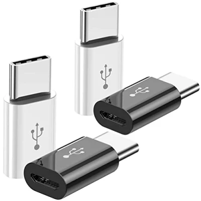 Image of Adapter Micro USB to C (4 Pack), Female Male OTG Compatible with Samsung Galaxy, LG, Huawei, Type Phones, Tablets and More (2 Black 2 White)