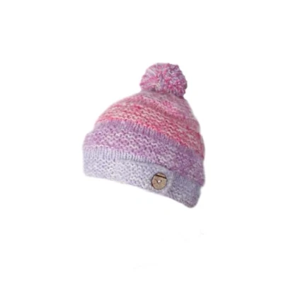 Image of Pachamama Women Wool/Mohair Beanie Bobble Hat Sherpa Fleece Lined Handknitted Pink One Size Handmade Extra Warm Fair Trade