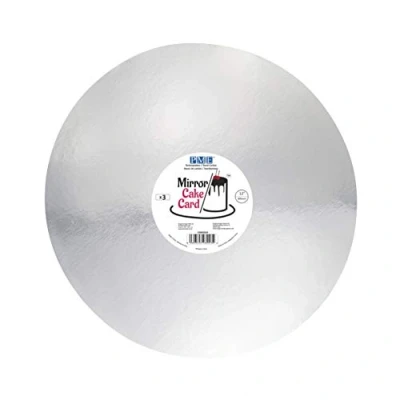 Image of PME CMRS924 Mirror Cake Card Round Metallic Silver Pack of 3, 30cm/12 Inch