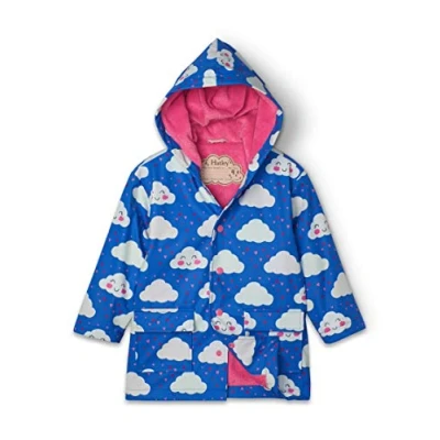 Image of Hatley Girl&#039;s Printed Raincoat, Colour Changing Cheerful Clouds, 4 Years