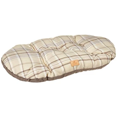 Image of Ferplast Cat And Dog Padded Cushion Scott 78/8, Double Sided, Tartan, Soft Velvet, Washable, Brown, L