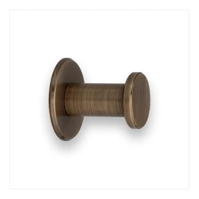Image of Evi Hardware Bathroom Hanger Brass Wall Aged Leather Finish for Hanging Clothes, Coats or Towels Adhesive and/or Screw Towel Rack 190DUALLCU