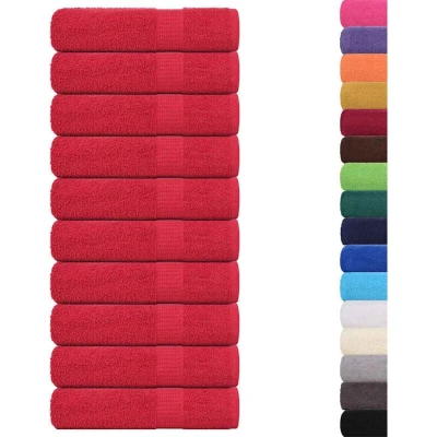 Image of vidaXL Shower Towels 10 pcs Red 70x140 cm 360 gsm 100% Cotton