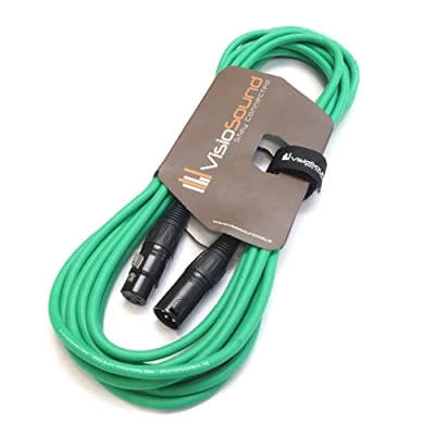 Image of VisioSound Premium Microphone Lead Male XLR to Female XLR/Pro Noiseless Balanced Cable (6m, Green)