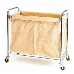 Image of Folding Laundry Trolley; Rectangular Model Swivel Castors Silver/Creme