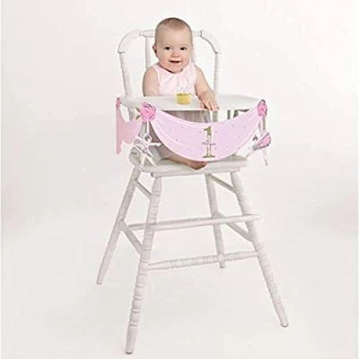 Image of Unique 75949 1st Pink High Chair Decorating Kit Disposable First Birthday Ballerina Gold 1 Pc
