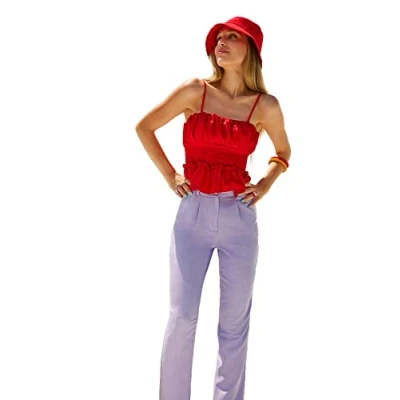 Image of Trendyol Women Normal Waist Straight Leg Tapered Skinny Trousers Lilac