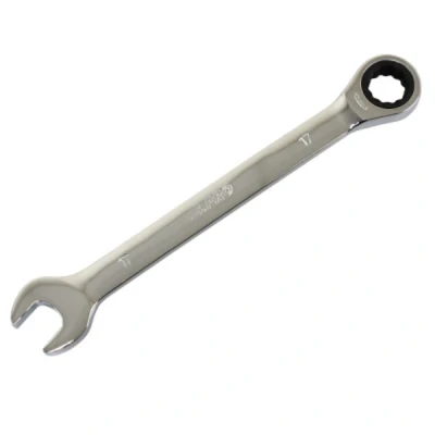 Image of US PRO Tools 17mm Ratchet Spanner Wrench 72 Teeth Open &amp; Ring End 3578