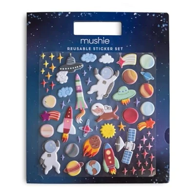 Image of Mushie Reusable Sticker Book Set (Space) Removable Puffy Stickers Arts &amp; Crafts Activity for Kids