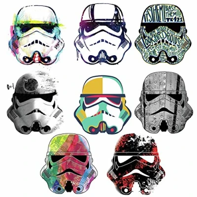 Image of RoomMates RMK3591SCS Star Wars Artistic Storm Trooper Heads Peel and Stick Wall Decals,Multicolor