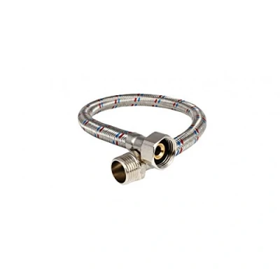 Image of Water Flexible Hose 1/2&quot; Male x Female Length 500mm BSP Thread Stainless Steel Braided Flexi Pipe