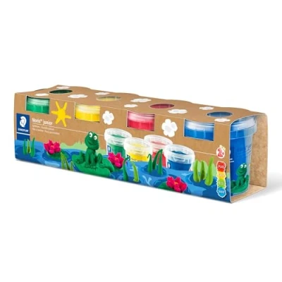 Image of STAEDTLER Kids Modelling Dough Noris Junior 4 Assorted Colours Set of 4, 813 SLE