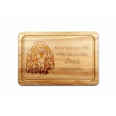 Image of Personalised Hevea Hardwood Cocker Spaniel Chopping Board 30 x 20cm