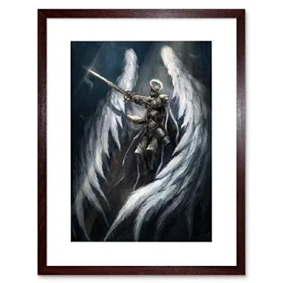 Image of Wee Blue Coo Painting Illustration Fantasy Medieval Warrior Knight Framed Wall Art Print