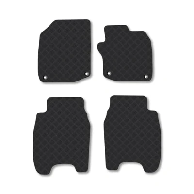 Image of Rubber Car Mats Compatible with Honda Civic (2013 2015) [1.6 Diesel] Tailored Fit Floor Set Accessory Black Custom 4 Pieces Clips Anti Slip Backing, Heavy Duty &amp; Waterproof