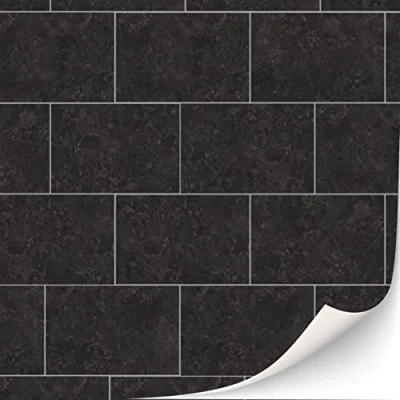 Image of 3 Sheets Self Adhesive Floor Tiles for Dollhouse 1:12 Scale (Black Tile Rectangular)
