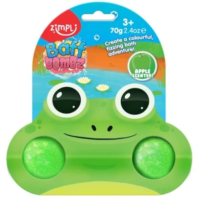 Image of 2 x Cool Frog Bath Bombs on Gift Card, Children&#039;s Value Birthday Gifts for Boys and Girls, Favours, Rewards, Prizes, Party Bag Fillers, Pinata Toys, Pocket Money Toy, Fizzers Toddlers