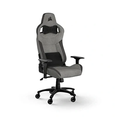 Image of Corsair T3 RUSH Fabric Gaming Chair (2023) Racing Inspired Design Soft Exterior Padded Neck Cushion Memory Foam Lumbar Support Adjustable Seat Height Charcoal &amp; Black