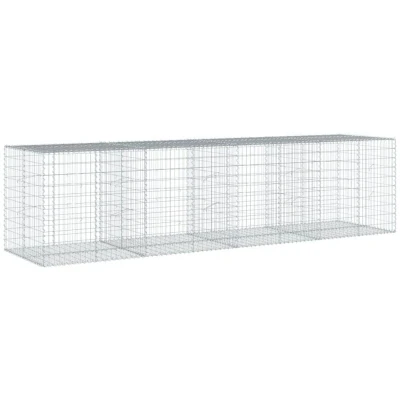 Image of vidaXL Gabion Basket with Cover 400x100x100 cm Galvanised Iron