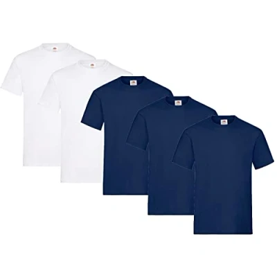 Image of Fruit of the Loom Men&#039;s T Shirt, Heavy Cotton, M, L, XL, XXL, 3XL, Various Colour Sets, Pack 5, XL