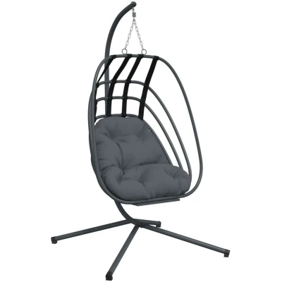 Image of vidaXL Hanging Egg Chair with Stand Anthracite Steel