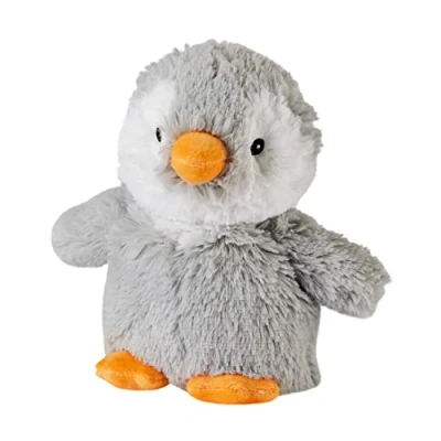 Image of Warmies Grey Penguin Plush Toy, Fully Heatable Weighted Teddy Slightly Scented with Dried French Lavender, Hot or Cold Cuddly Toy Junior Size