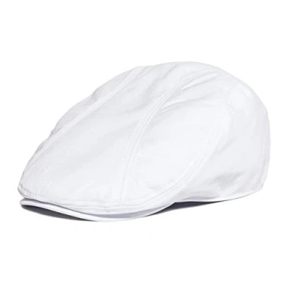 Image of BOTVELA Men Cotton Twill Newsboy Flat Ivy Driving Hat Fitted Cap White 7 7/8