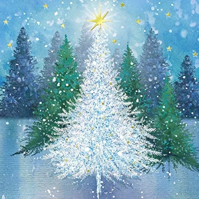 Image of Pack of 6 Artistic Charity Christmas Cards Tree Light, Forest Trees 1 Design from Medici