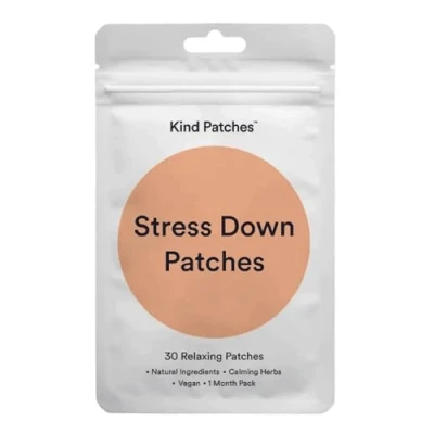 Image of Kind Patches Stress Down &amp; Anxiety Support Botanical Plant Based Formula with Calming Herbs, Green Tea, Vitamin B Complex Ashwagandha 30 Vegan