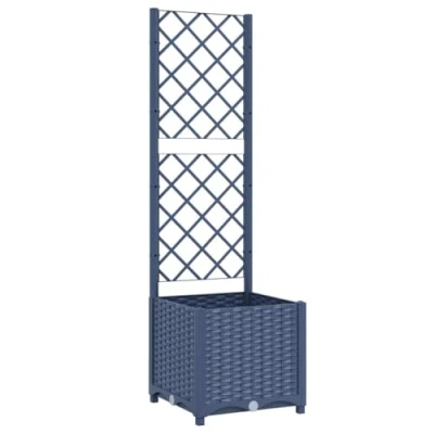 Image of vidaXL Garden Planter with Integrated Trellis Dark Grey Outdoor Weather resistant Polypropylene 40x40x136 cm