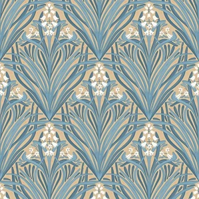 Image of Elegance Bellflower Wallpaper Modern for Living Room, Bedroom, Fireplace Decorative Luxury Wall Paper with Stunning Petals &amp; Leaves (Green Ochre)