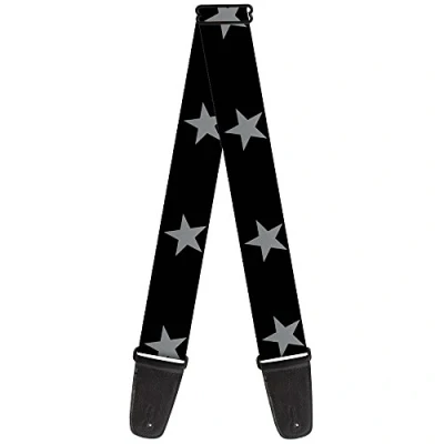 Image of Guitar Strap Star Black Silver 2 Inches Wide