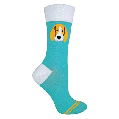Image of TALKIE Socks 1 Pair Unisex Cotton Gift Novelty Cat Dog with Beagle/Pug/Scotty (4 8 UK, Beagle)