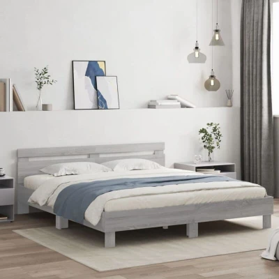 Image of Bed Frame without Mattress Grey Sonoma 180x200 cm Super King Vidaxl