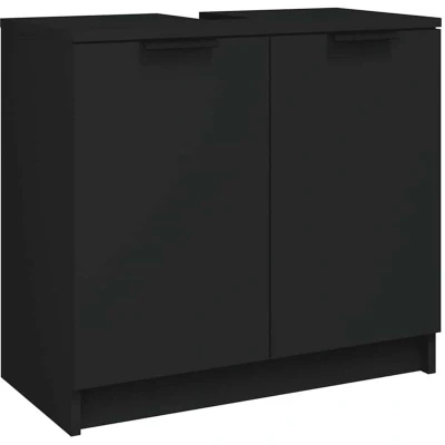 Image of vidaXL Bathroom Cabinet Black 64.5x33.5x59 cm Engineered Wood
