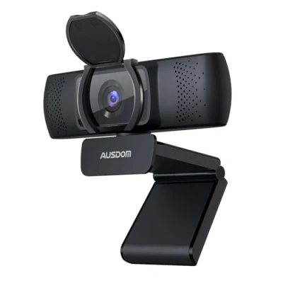Image of AUSDOM Webcam, Autofocus Webcam with Microphone, Privacy Cover, Plug and Play USB Computer Web Camera for Pro Streaming/Online Teaching/Video Calling/Zoom/Skype (Black 1080P)