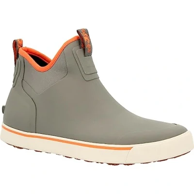 Image of Rocky Men&#039;s Dry strike Waterproof Gray &amp; Orange Deck Rain Boot, Charcoal Grey Orange, 7 UK