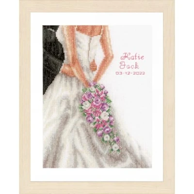 Image of Vervaco Counted Cross Stitch Kit 9.2&quot;X11.6&quot; Wedding Couple (14 Count)