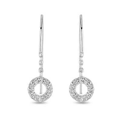 Image of Dew Sterling Silver Open Cubic Zirconia Mini Circle Drop Earrings 5547CZ027