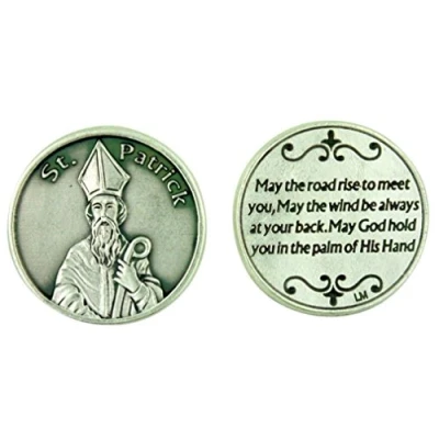 Image of Saint Patrick of Ireland Pocket Token. Patrick. St Prayer Token.St Medal Perfect for your pocket, wallet or purse.