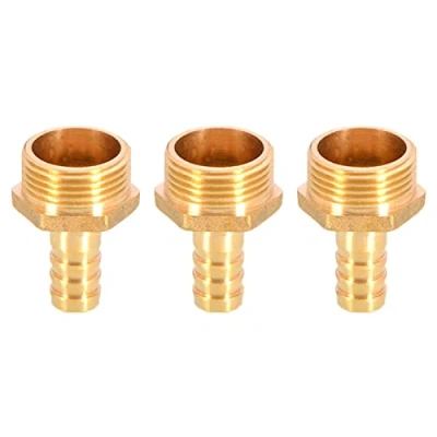 Image of 3PCS Solid Brass Hose Tail Connector Barbed to BSP Male Thread 12mm 3/4 for Air Water Fuel Oil Gas