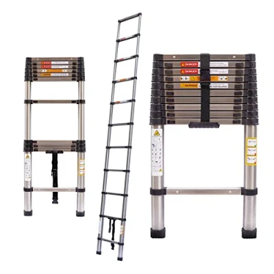 Image of 3.2m Telescopic Ladder Multi Purpose Heavy Duty Extension Easy Carry For Indoor Outdoor DIY Tools