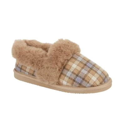 Image of Jo &amp; Joe Ladies Fleece Lined Faux Fur Collar Bootee Slippers (Camel, UK Footwear Size System, Adult, Women, Numeric, Medium, 8)
