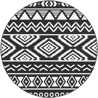 Image of vidaXL Outdoor Carpet ARAKIL Black Ø120 cm PP