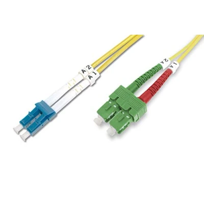 Image of DIGITUS DK 292SCA3LC 03 Fibre Optic Cable OS2 3 m SC (APC) to LC (PC) Duplex 1/10 Gbit/s SM Singlemode LAN Type: 9/125 µ Yellow