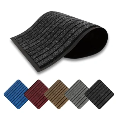 Image of Domats Non Slip Rubber Door Mat Heavy Duty Washable Entrance Rug Super Absorbent Waterproof Pvc Backing Indoor &amp; Outdoor Doormats Matts for Home Office Commercial Use(Black 120x180)