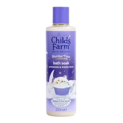 Image of Childs Farm SlumberTime Sleep Bath Soak, Calming Lavender &amp; Moon Milk Soothing Hydrating Suitable for Newborns with Dry, Sensitive Skin, 250ml
