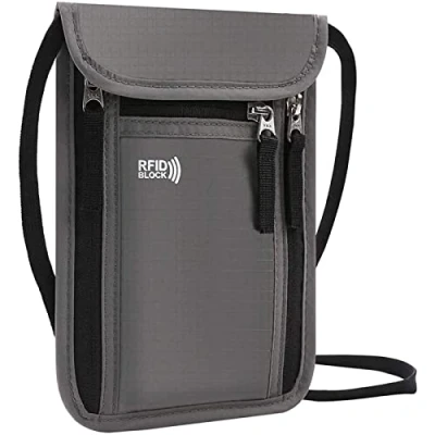 Image of KEAFOLS Travel Wallet Passport Holder for Women and Men. RFID Blocking Organiser (Grey)