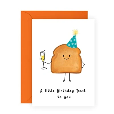 Image of Central 23 Friend Birthday Card Female Funny Cards For Men and Women &#039;A Little Toast&#039; Mum Dad Grandpa Nana Him Her Sister Comes With Stickers